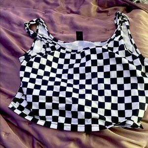 Checkered Black and White Women's Top